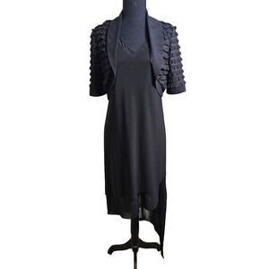 Joseph Ribkoff Black Asymetrical Little Black Dress Shrug Cardigan Size 6 - 8